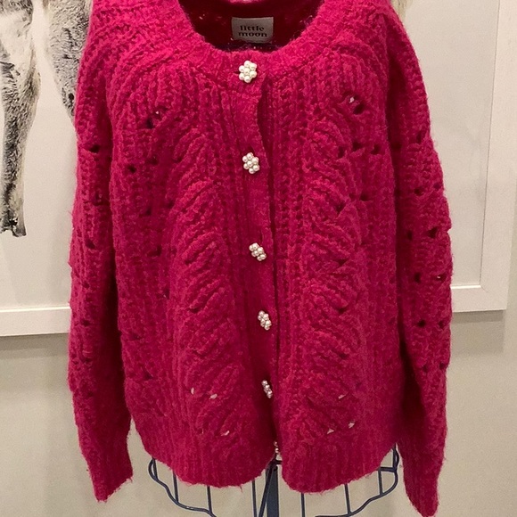Little Moon alpaca blend cardigan with pearl buttons. Size XS - Picture 1 of 3